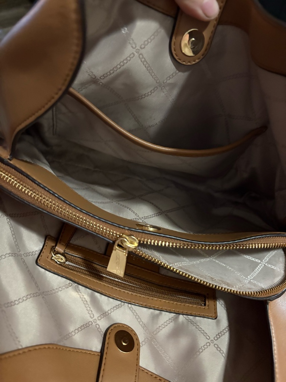 Michael Kors Vanilla Logo and Tan Shoulder Hobo - Picture 4 of 8